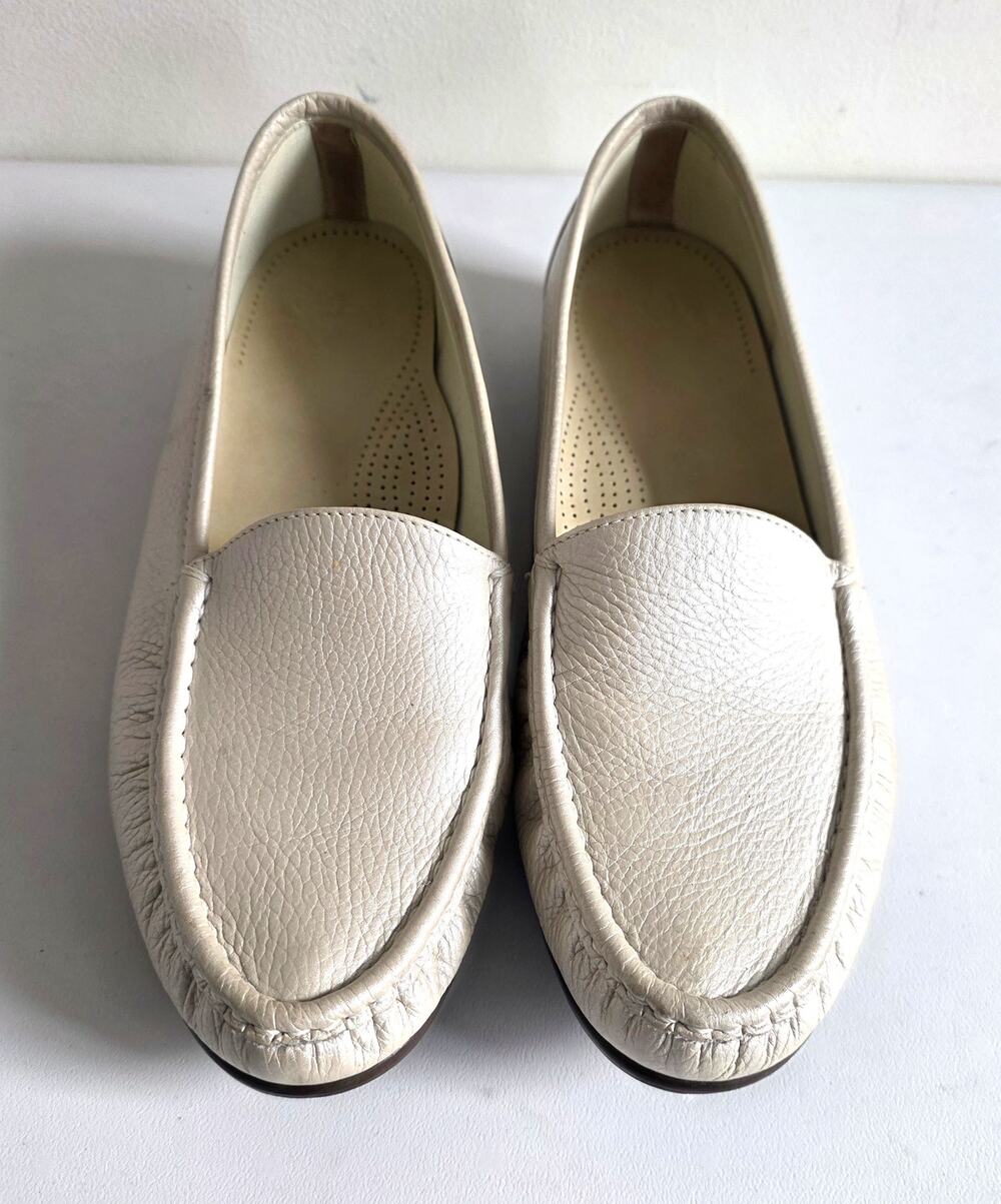 SAS Simplify Pearl Bone Leather oafers Size 11 Wide - Picture 1 of 7